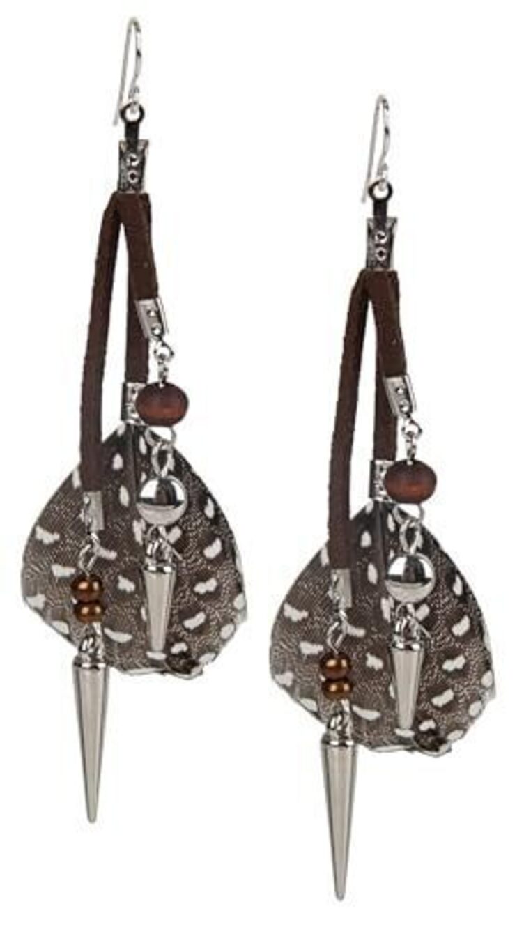 9809 Handmade Long Boho Real Feather Earrings – Real Feather & Leather